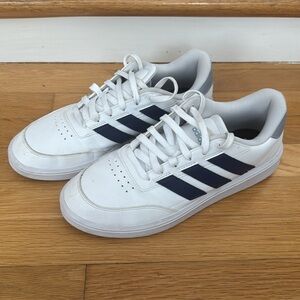 Adidas Men's White and Blue Sneakers